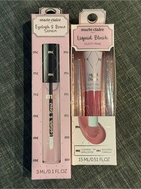 NIB Marie Claire Paris Makeup Bundle - Eyelash & Brow Serum + Liquid Blush